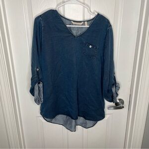 Soft Surroundings Denim Chambray Pullover Top M